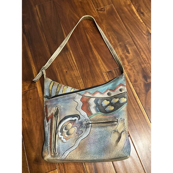 Anuschka Handbags - ANUSCHKA Purse Hand Painted Leather Shoulder Bag Abstract Southwest Art